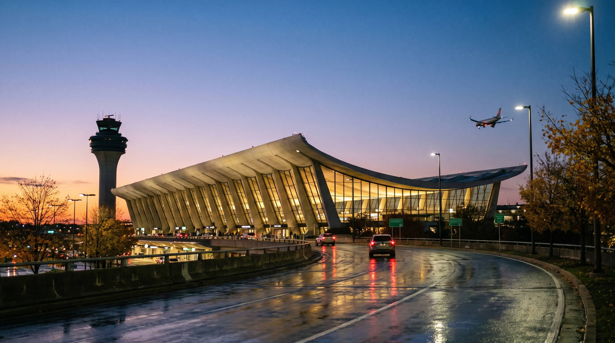 Dulles Airport at dusk, Sterling